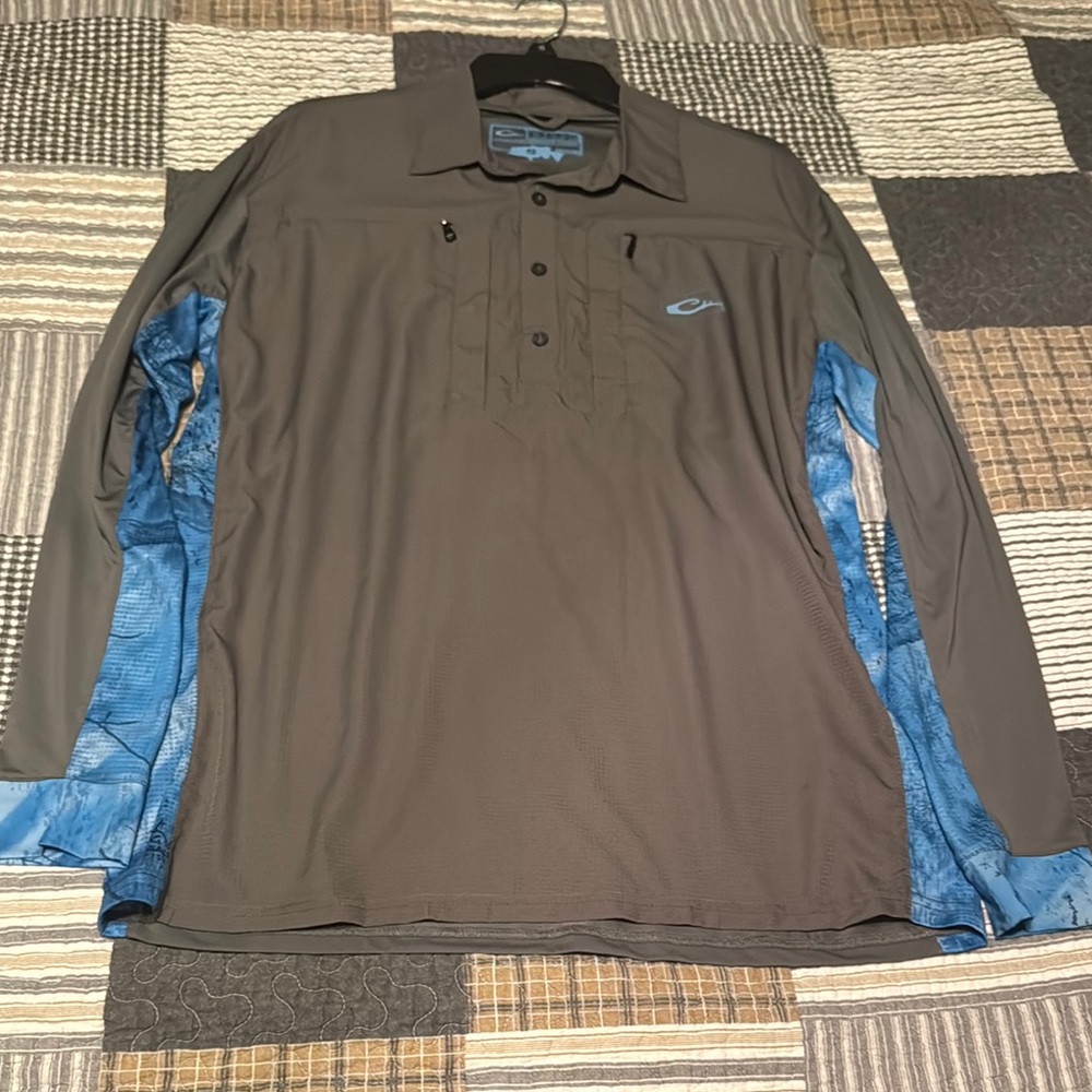 Drake Gray Performance Fishing Shirt